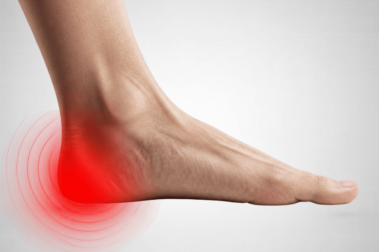 Foot with a glowing red heel