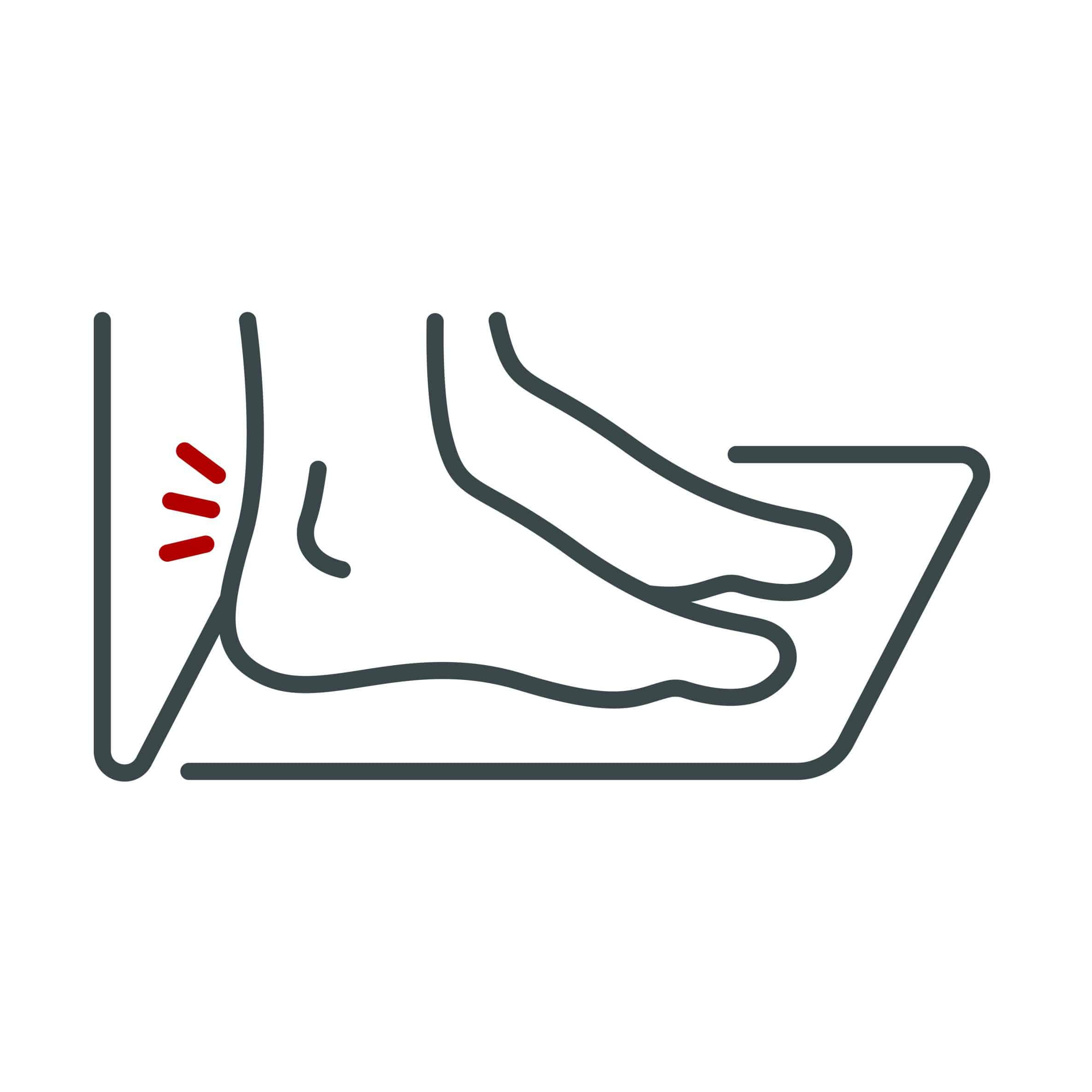 A sketch of feet standing on a white sheet of paper against a wall