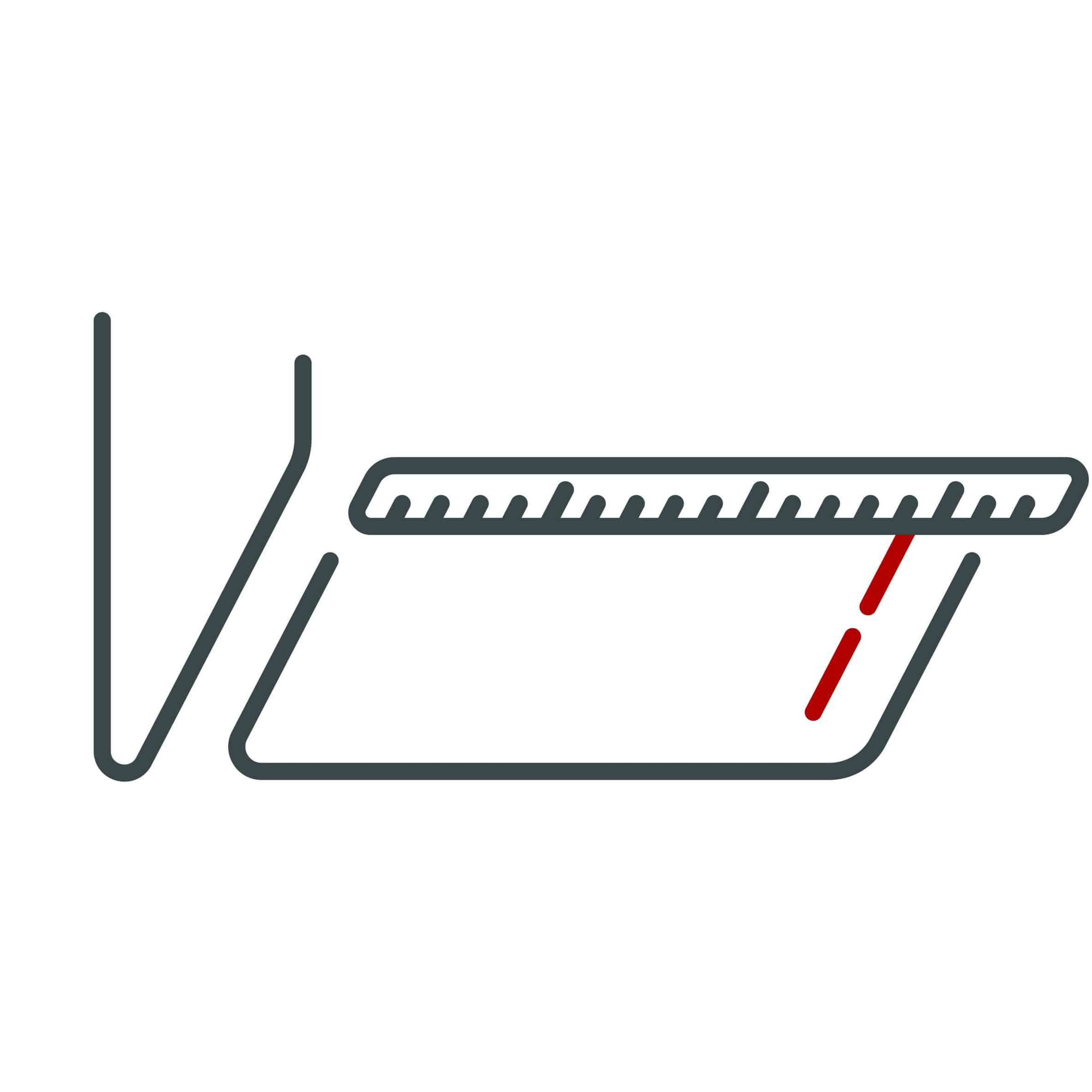 Sketch of a white sheet of paper with some lines and a red line on it